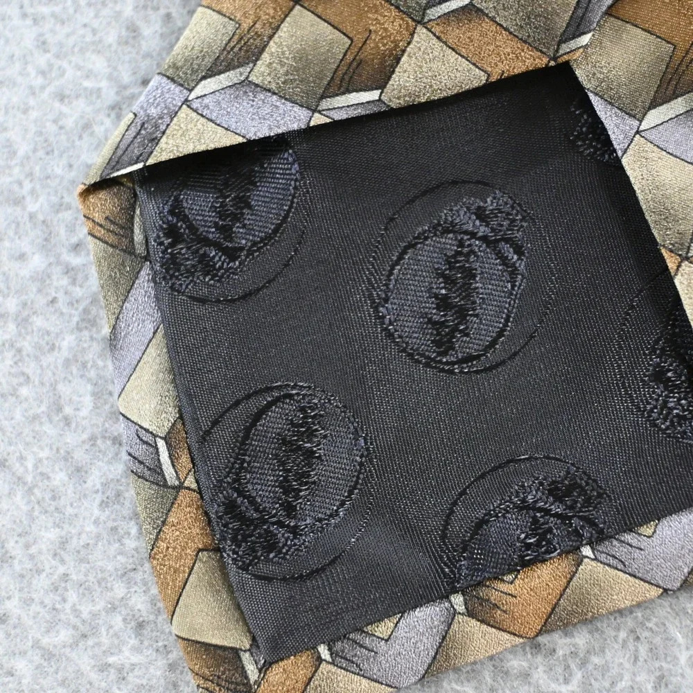 Grateful Dead Mens‎ Step Out Twenty-First Set Silk Tie OS Gold Grey Geometric